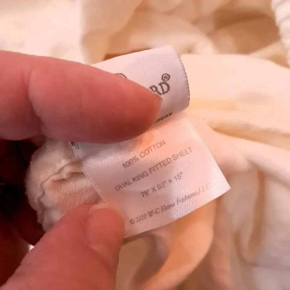Waterford Linens‎ King fitted bed sheet cream off white 100% Cotton flannel